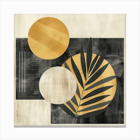 Gilded Palms: Abstract Fusion on Textured Canvas Canvas Print