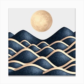 Moon And Waves 9 Canvas Print