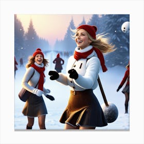 Snowball Fight Canvas Print