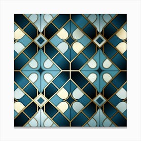 Blue And Gold Tile Pattern Canvas Print