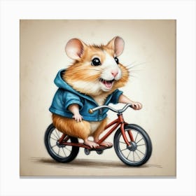 Hamster Riding A Bike Canvas Print