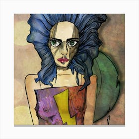 Girl with blue hair Canvas Print