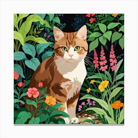 Cat In The Garden 1 Canvas Print