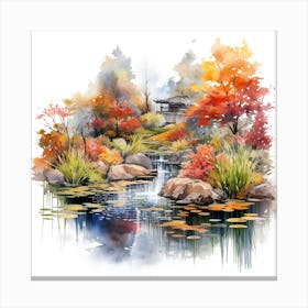 Watercolor Of A Pond 1 Canvas Print