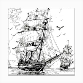 Sailing Ships In The Ocean Canvas Print