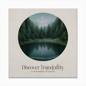 Tranquil Silence: Serene Forest Lake with Moonlit Reflections 3 Canvas Print