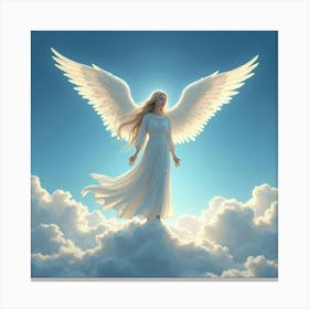 A Celestial Being With Ethereal Wings Standing On A Cloud 1 Canvas Print