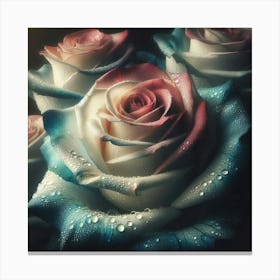 Roses With Water Droplets 1 Canvas Print