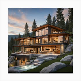 Modern Home In The Mountains 5 Canvas Print