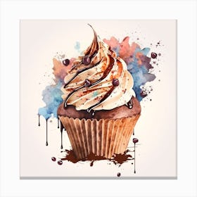 Watercolor Cupcake and Chocolate Canvas Print