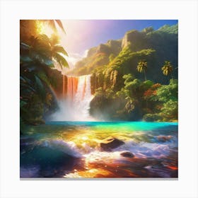 Waterfall In The Jungle 6 Canvas Print