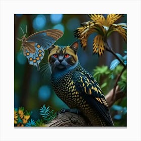 Cat And Butterfly Canvas Print