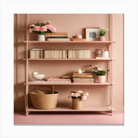 Pink Bookshelves Canvas Print