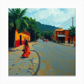 Street Scene In Mexico City Canvas Print