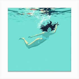 Underwater Woman In Bikini Canvas Print