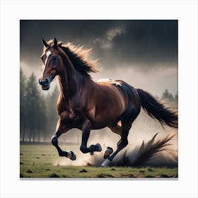 Horse Galloping In The Field 1 Canvas Print