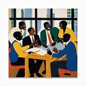 In The Vibrant Photograph A Group Of Individuals With Beaming Smiles And Animated Gestures Are G Canvas Print