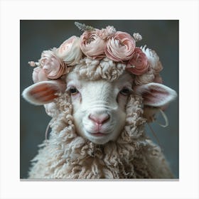 Sheep In A Flower Crown Canvas Print