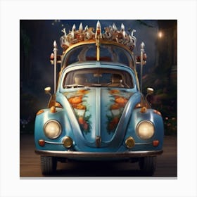 Vw Beetle magic car vintage blue wallart printable Instagram post Canvas Print