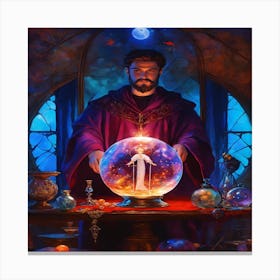 Wizard With A Crystal Ball Canvas Print