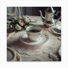 Table Setting With A Cup Of Coffee Canvas Print