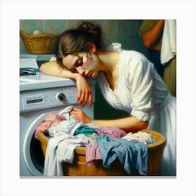 Woman In A Laundry Basket Canvas Print