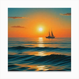 Sailboat At Sunset Canvas Print