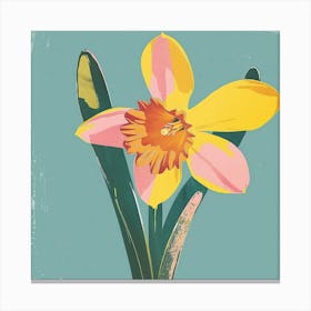 Daffodil 3 Square Flower Illustration Canvas Print