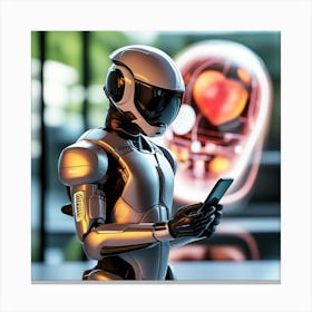 Robot With Smart Phone 1 Canvas Print