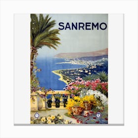 Vintage Travel Poster Sanremo Italy Canvas Print