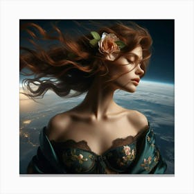 Beautiful Woman In Space Canvas Print