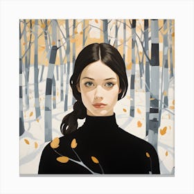 Woman and Trees in Winter 2 Canvas Print