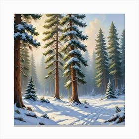 'Snowy Pines' paintings art print Canvas Print