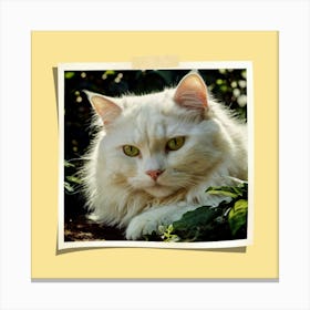 White Cat With Green Eyes Canvas Print