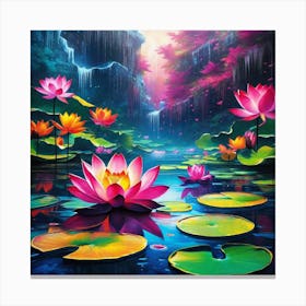 Lotus Lily Painting Canvas Print