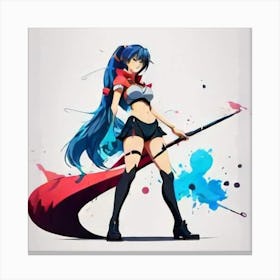 Anime Girl Holding A Sword Canvas Print