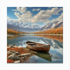 Boat On The Lake 3 Canvas Print