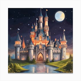 Cinderella Castle At Night Canvas Print