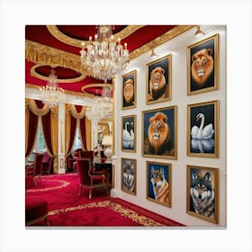 Lions In A Room 2 Canvas Print