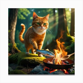 Leonardo Phoenix 10 A Vibrant Orange Tabby Cat With Bright Whi 2 Canvas Print