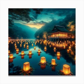 Lanterns In The Water 1 Canvas Print