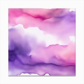Beautiful lavender pink abstract background. Drawn, hand-painted aquarelle. Wet watercolor pattern. Artistic background with copy space for design. Vivid web banner. Liquid, flow, fluid effect. Canvas Print