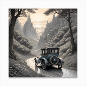 Vintage Car On A Road Canvas Print