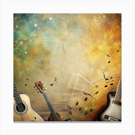 Music Background With Guitars 1 Canvas Print