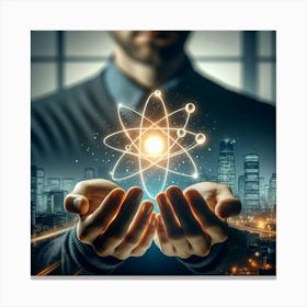 Man Holding An Atomic Symbol Canvas Print