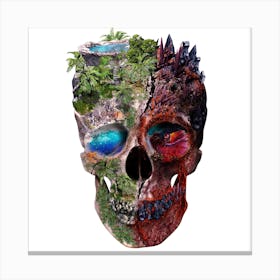 Two Face Skull Square Canvas Print