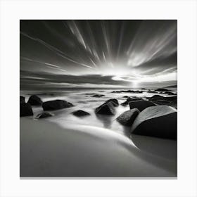 Black And White Image Of Rocks Canvas Print