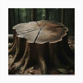 Tree Stump In The Forest 2 Canvas Print