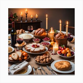 Christmas Table Setting Canvas Print