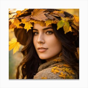 Autumn Woman In Hat Canvas Print